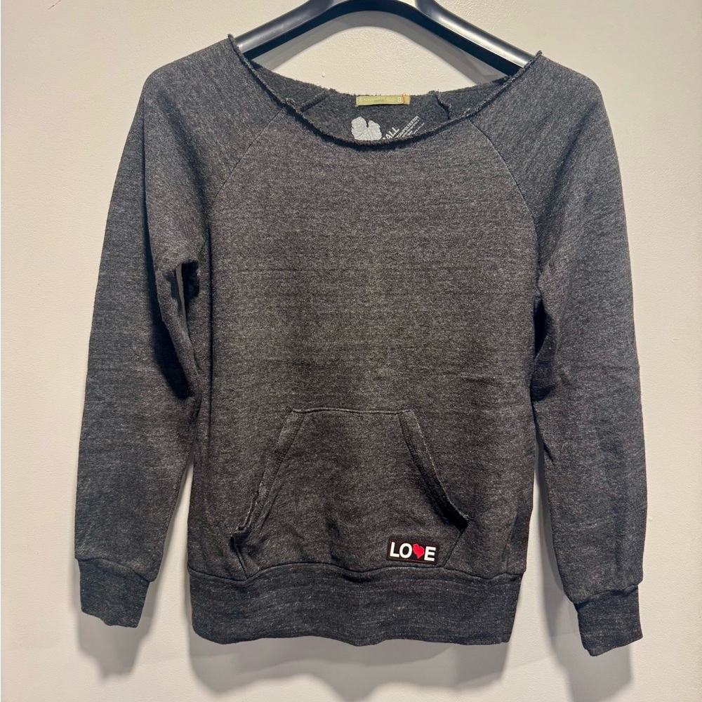 Gray Sweatshirt with Open Neck